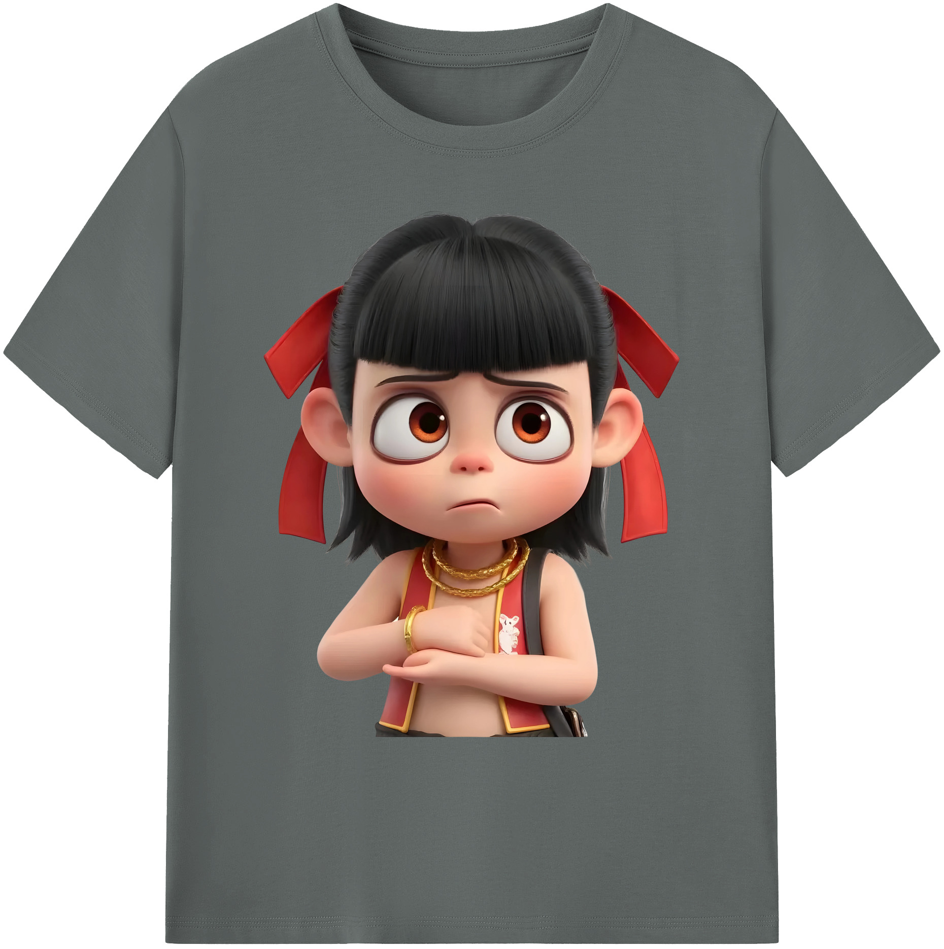 （画像用） Ne Zha 2 ナタ 魔童の大暴れ 綿100％ メンズ半袖Tシャツ｜肌触りやわらか＆通気性